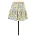 Bar III Casual A-Line Skirt Mini: Yellow Floral Bottoms - Women's Size Medium