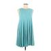 Silence and Noise Casual Dress - A-Line High Neck Sleeveless: Teal Solid Dresses - Women's Size Medium