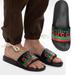Gucci Shoes | Gucci Shoes Mens Original Black Leather Rubber Slide Sandal W Web Sz 9g 9.5 Us | Color: Black | Size: 9.5