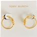 Tory Burch Jewelry | Auth New Tory Burch Small Eleanor Gold Logo Hoop Earrings Tag/Card/Dust Bag | Color: Gold | Size: Os