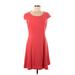 Tahari by ASL Casual Dress - A-Line Scoop Neck Short sleeves: Red Print Dresses - Women's Size 8