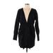 Lovers + Friends Casual Dress - Mini Plunge Long sleeves: Black Print Dresses - Women's Size Large