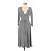 Fire Los Angeles Casual Dress - Wrap: Gray Polka Dots Dresses - Women's Size Medium