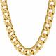 Beveled Cuban Link Curb Chain Necklaces 24k Real Gold Plated (3mm, 6mm & 9.5mm) (26 inches, 9.5mm, Gold)