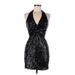 Frederick's of Hollywood Cocktail Dress - Midi Halter Sleeveless: Black Dresses - Women's Size Medium