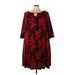 Avenue Casual Dress - Mini Keyhole 3/4 sleeves: Red Print Dresses - New - Women's Size 30 Plus