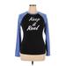 Reel Legends Long Sleeve T-Shirt: Blue Solid Tops - Women's Size X-Large