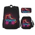 YsoLda Backpack Set,School Bag Bookbag Rucksack 3 Piece Set with Lunch Bag Pencil Case,Roller Skate
