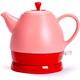 Kettles,Ceramic Kettle Cordless Water Teapot, Teapot-Retro 1L Jug, 1350W Water Fast for Tea, Coffee, Soup, Oatmeal-Removable Base, Automatic Power Off,Boil Dry Protection/Red hopeful