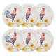 UPware Melamine Dinner Plate Set of 6, BPA-Free Dishwasher Safe Round Plates Dinner Dishes for Main course, Pasta, and Salad, 10.88 Inch Dinner Plates (Sunshine Rooster)