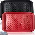 Grilling Prep and Serve Trays, BBQ Tray for Raw and Cooded Meat, Melamine Serving Trays for Food, Set of 2, Black and Red