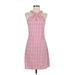 Ellie Kai Casual Dress - Mini Collared Sleeveless: Pink Tweed Dresses - Women's Size 0