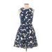 Banana Republic Casual Dress - A-Line Crew Neck Sleeveless: Blue Floral Dresses - Women's Size 6