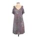 Ivy Lane Casual Dress - Shift: Purple Batik Dresses - Women's Size Small