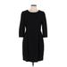 J.Crew Factory Store Casual Dress - Sheath Crew Neck 3/4 sleeves: Black Solid Dresses - New - Women's Size 12
