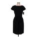 Liz Claiborne Casual Dress - Midi: Black Solid Dresses - Women's Size 8