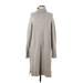 J.Crew Casual Dress - Sweater Dress Turtleneck Long sleeves: Gray Marled Dresses - Women's Size Large