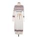 Lulus Casual Dress - Sweater Dress: Ivory Fair Isle Dresses - Women's Size Medium