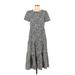 J.Crew Factory Store Casual Dress - A-Line Crew Neck Short sleeves: Gray Dresses - Women's Size X-Small