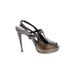 Lavender Label by Vera Wang Heels: Slingback Stiletto Cocktail Brown Print Shoes - Women's Size 8 - Peep Toe