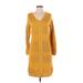 Inner Circle Inc. Casual Dress - Sweater Dress: Yellow Dresses - Women's Size Small