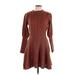 Shein Casual Dress - Sweater Dress: Brown Chevron/Herringbone Dresses - Women's Size Large