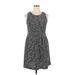 Ann Taylor LOFT Casual Dress - A-Line Crew Neck Sleeveless: Gray Tweed Dresses - Women's Size 14