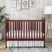 3-In-1 Convertible Crib Pinewood with Locking Wheels, Wooden Nursery Furniture
