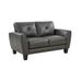 Porter Designs Trento Transitional Genuine Leather Flared Arm Loveseat, Gray