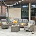 HOOOWOOO 5-piece Patio Furniture Conversation Wicker Sofa Set with Swivel Chair