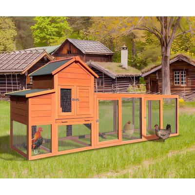122"W Wood Chicken Coop Hen House Pet Hutch Wooden Pet Cage Backyard with Nesting Box