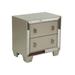 Dem 26 Inch Nightstand with 2 Drawers, Platinum Trim, Silver Wood Finish