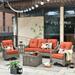 HOOOWOOO 5-piece Patio Furniture Conversation Wicker Sofa Set with Swivel Chair