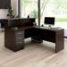 Bush Business Furniture Arrive 60W x 72D Reception L Desk w/ 3 Drawer Mobile Pedestal Wood in Brown | 43.71 H x 59.45 W x 71.02 D in | Wayfair