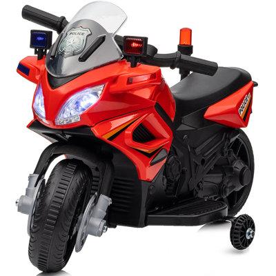 Hikiddo 6V Motorcycle, Electric Ride on Toys Police Motorcycle for Toddlers w/Music, Training Wheels in Red/Black | Wayfair HKJC911USRD6-SJ4X3301