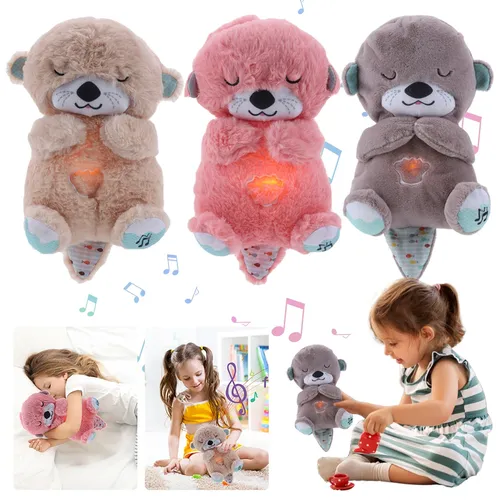 Neues Baby atmend Bär Baby beruhigend Otter Plüsch Puppe Spielzeug Baby Kinder beruhigende Musik