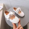 Mädchen Mary Jane Schuhe Kinder einfarbig Bogen Round-Toe Bogen neue Kinder Mode weiche Mokassin Schuhe Baby First Walker Schuhe