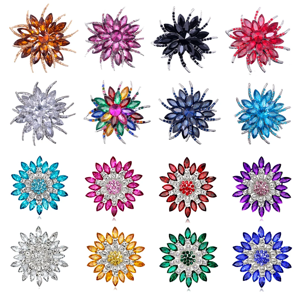 Spilla da donna girasole Gioielli Nuova moda Moda retrò Fiore Spilla Gioielli con strass di cristallo Regali per feste con data di nozze