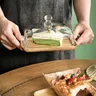 Holz butters chale mit klarem Glas deckel stilvolles rechteckiges Tablett für Butter Frischkäse