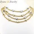 5PCS 2022 Herz Kupfer Perle Halskette Für Frauen Gold Überzogene Halskette Perle Kette Einstellbare