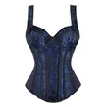 Corsetto da donna Sexy con cinturini corsetto Overbust nero Plus Size corsetti Jacquard floreali Top con cerniera corsetto Steampunk gotico Bustier