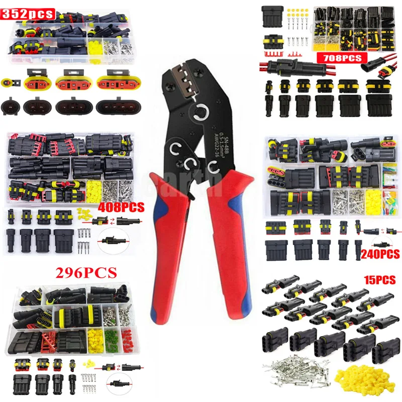 708/408/352/240/296/15 stücke versteckte wasserdichte Steck verbinder Auto Marine Dichtung Kfz-Kabelst ecker Stecker LKW Kabelbaum Image