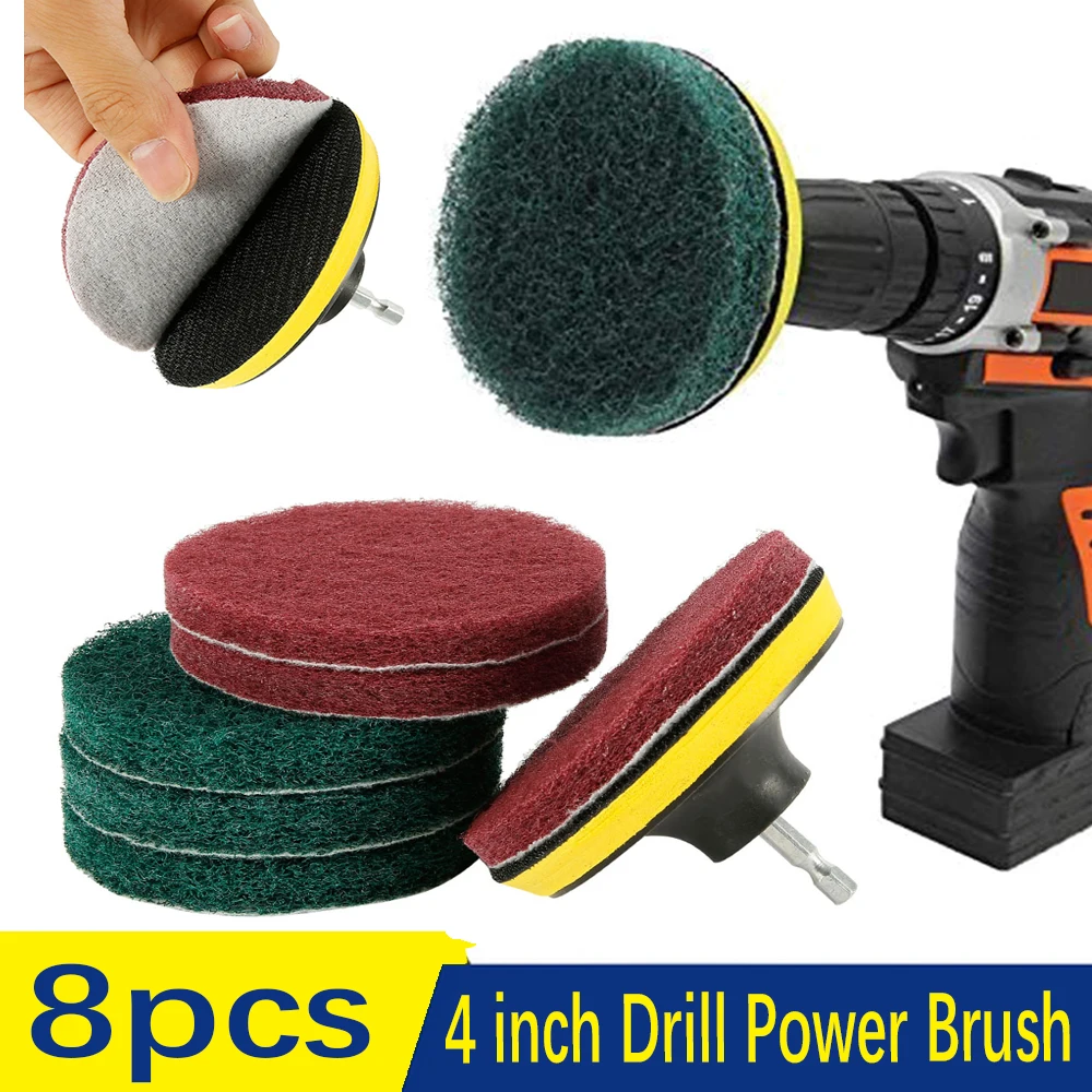 4-Zoll-Bohrmaschine, Power-Bürste, Fliesenschrubber, Scheuerschwämme, Reinigungsset, Haushaltsreinigungswerkzeug für Badezimmer, Boden, Badewanne, Polierpad