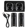 Station de recharge double télécommande + 2 piles pour manette Wii chargeur avec indicateur