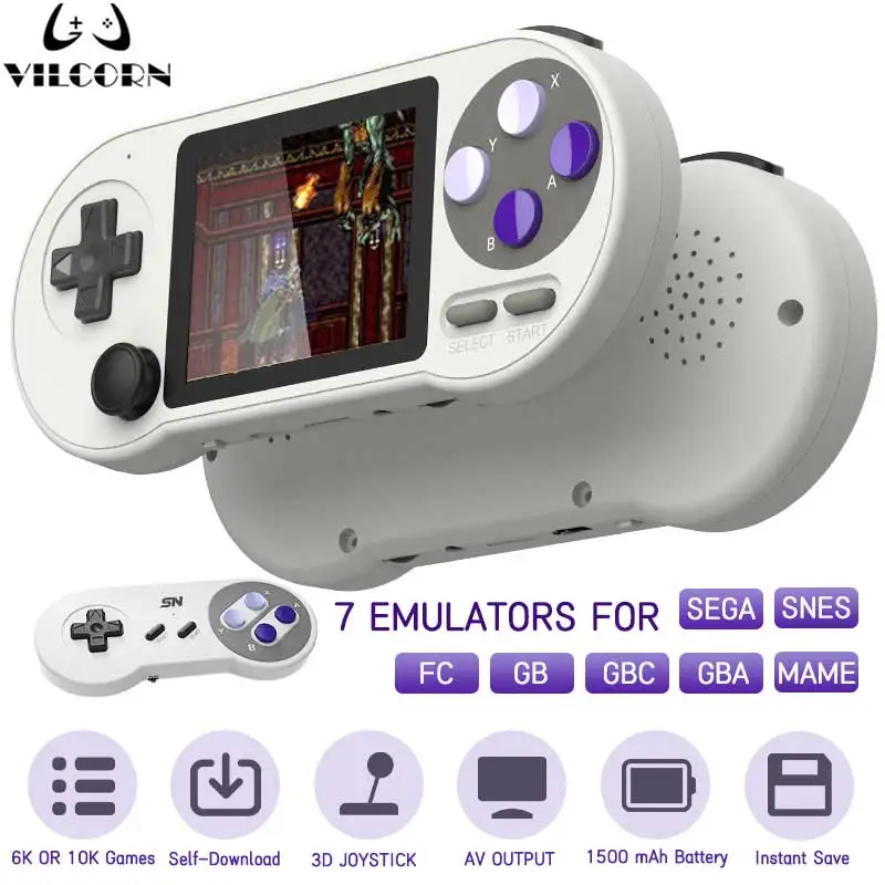 SNPRO 3 pouces IPS Console de jeu Portable Mini Consoles de jeu rétro portables 10000 jeux sortie AV pour GBA Sega Dendy SNES