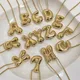 AENSOA Acier Inoxydable Plaqué Or Chunky Alphabet Lettre Pendentif Tour De Cou Colliers Pour Femmes