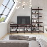 Latitude Run® Walnut Color Entertainment Media TV Stand w/ Display Bookshelves in Brown | Wayfair 3AB2FC545ABE421898A651D8FFA8D169