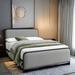 Latitude Run® Metal Bed w/ Under Bed Storage, Curved Upholstered Headboard & Footboard in Gray | Queen | Wayfair B67891ABB5144E8B97B01E137CB9EEEA