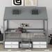 Red Barrel Studio® Wood Bed House Bed Frame Wood in Gray/White | 72.8 H x 45.1 W x 77.6 D in | Wayfair 8B8F713B178D43BD920E3392BF9F97E2