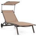 Winston Porter Outdoor Chaise Lounge Chair Mobile Tanning Chair w/6 Reclining Positions Adjustable Canopy | Wayfair
